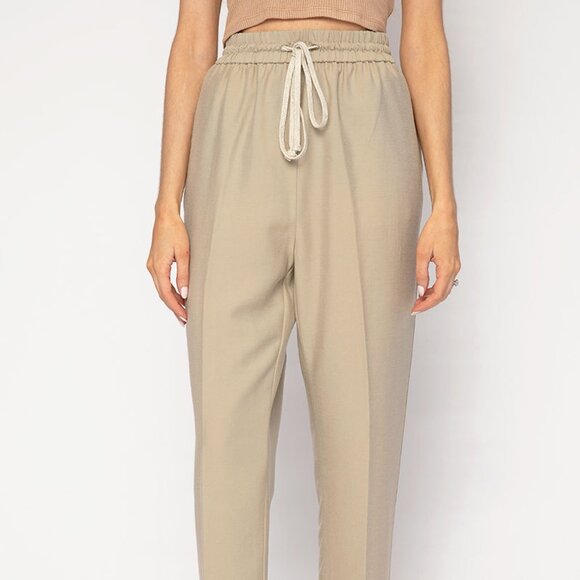 FORTE FORTE Sand-Washed Drawstring Pant in Khaki - Picture 2 of 4